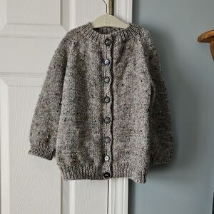 Cozy Speckled Gray Kids Sweater, Wool Blend Yarn